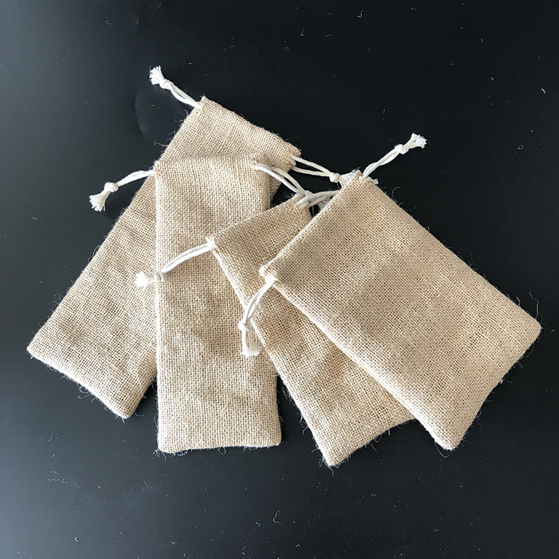 Natural Hessian Gift Storage Pouches drawstring Burlap Jute Candle Holder Bags